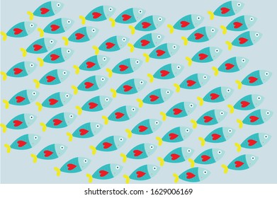 Kids fish vector pattern art