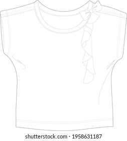 Kids flat sketch clothes for older girls. Dresses , pants , blouses , hoodies vector.