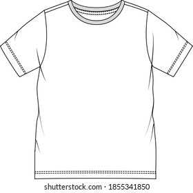 Kids Flat Sketch O-neck Casual Tshirt Design.