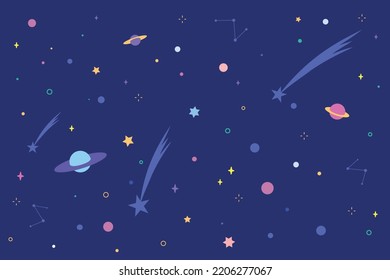 Kids Flat Universe Cosmic Endless Galaxy Stock Vector (Royalty Free ...