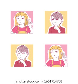 Kids flat vector avatars. boys and girls faces. Children characters profile pictures. Portrait cartoon elements