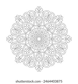 Kids floral Mandala Coloring Book Page for kdp Book Interior. Peaceful Petals, Ability to Relax, Brain Experiences, Harmonious Haven, Peaceful Portraits, Blossoming Beauty mandala design.