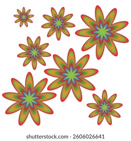 Kids floral pattern Flowers Modern Background, Seamless vector background with bright greens, orange and yellow flowers. eps10 66