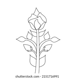 kids flower blooming coloring book page design for black and white line art