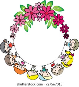 kids with flower border