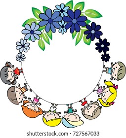 kids with flower border