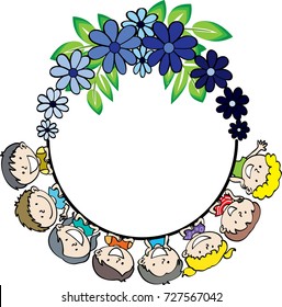 kids with flower border