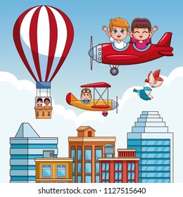 Kids flying cartoons
