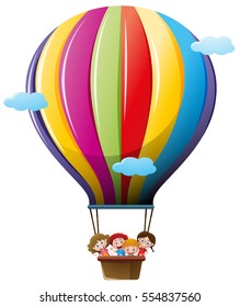 Kids flying in hot air balloon