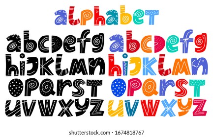 Kids Font Cartoon Style Alphabet Set Stock Vector (Royalty Free ...