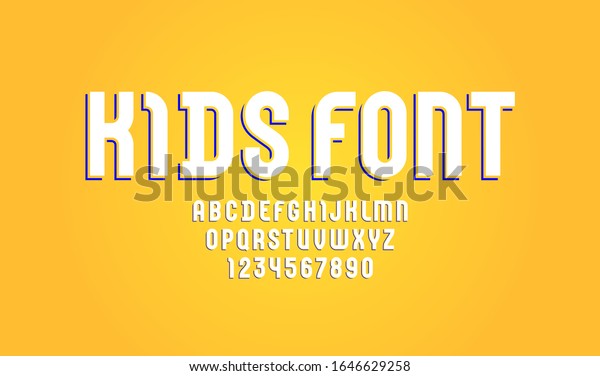 Kids Font Modern Trendy Alphabet White Stock Vector Royalty Free