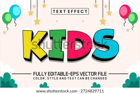 Kids font Text effect editable