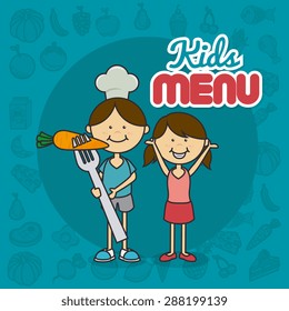 Kids food design over blue background, vector illustration.