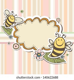 kids frame bee flower retro baby 1940 1980 cartoon styled cute scrap set with flowers and bee kids frame bee flower retro baby 1940 1980 cartoon styled cute plant vegetation textile kid star vine chil