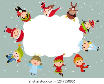 Kids and frame - Merry Chrsitmas