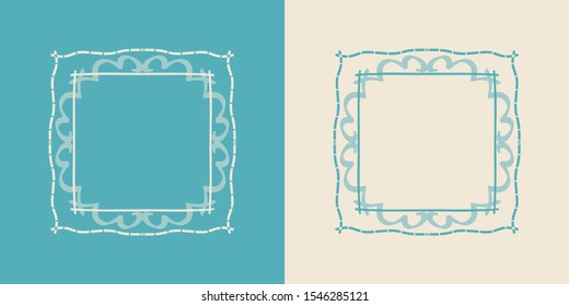 Kids frame, square sheep. Vector set, isolated. Cool pattern vignette child photo card, app, social posts.