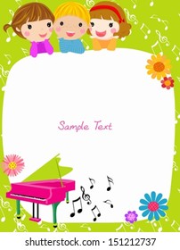 kids and frame,piano