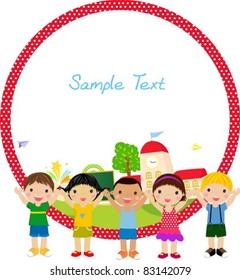 kids and frame-vector