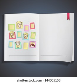 kids in framework inside book.