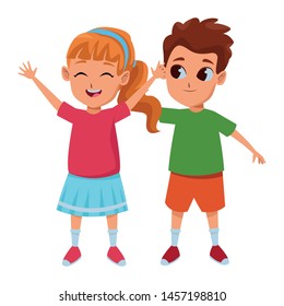 Kids Friends Boy Girl Playing Smiling Stock Vector (Royalty Free ...