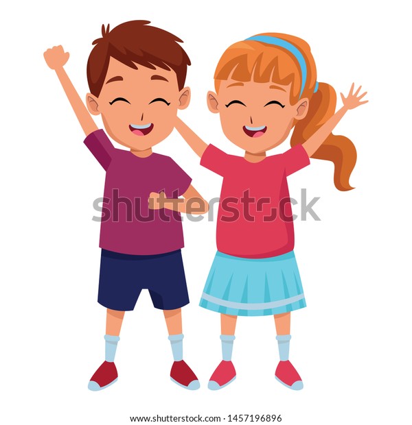 Kids Friends Boy Girl Playing Smiling Stock Vector (Royalty Free ...