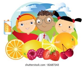 Kids Drinking Juice Stock Illustrations, Images & Vectors 