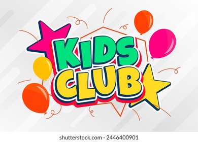 Kids Fun Club Banner für Kinder Unterhaltung Vektorgrafik