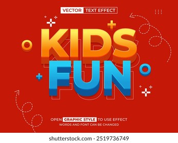 Texto editable divertido de los niños, efecto de la fuente, texto 3D para el título