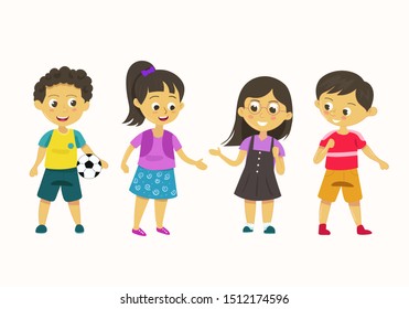 Kids fun with friend vector template colourfull