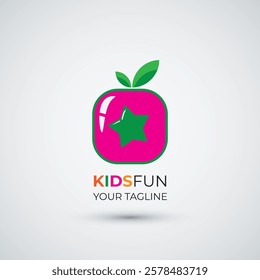 Kids fun icon preschool and children logo design template