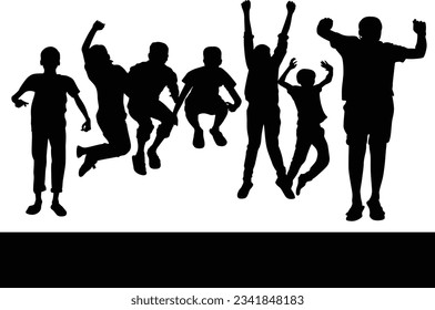 kids fun jumping silhouette design. full size. eps10.