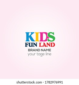 Kids Fun land store vector logo, Kids Fun land playing vector logo