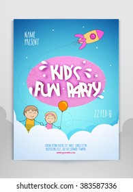 Kid's Fun Party Celebration Flyer, Banner Or Pamphlet.