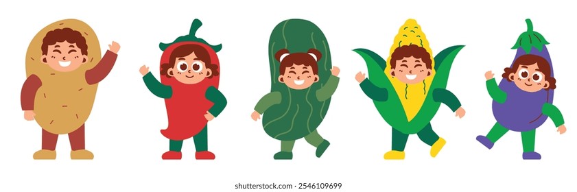 Kids in Fun Vegetable Costumes for Play and Learning