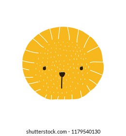 Kids funny print with little lion. Vector hand drawn illustration.
