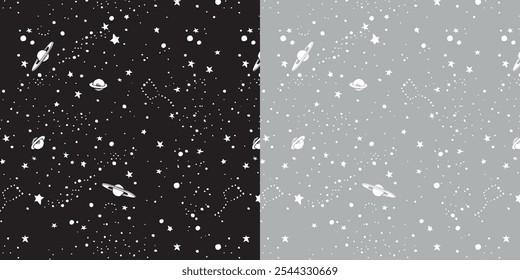 Kids Galaxy Stars Constellation Seamless Pattern