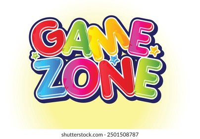 Kids Game Zone Colorful Logo or Poster Label Vector Template