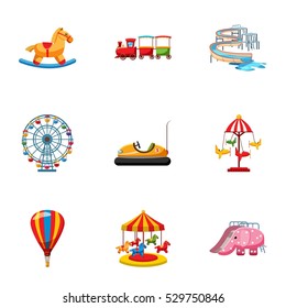 Kids games icons set. Cartoon illustration of 9 kids games vector icons for web