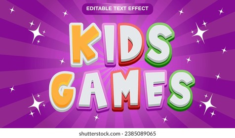 Kids games text effect editable cartoon and comic text style