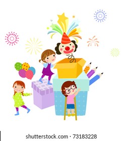 kids and gift box
