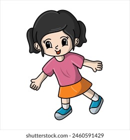 Kids Girl Character Cartoon Happy