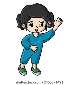 Kids Girl Character Cartoon Say Hay