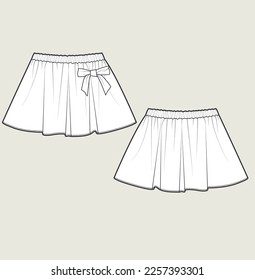 kids girl cute skirt design flat sketch illustration