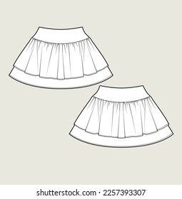 kids girl cute skirt design flat sketch illustration