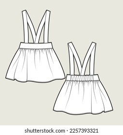 kids girl cute skirt design flat sketch illustration