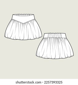 kids girl cute skirt design flat sketch illustration