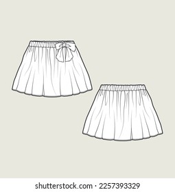 kids girl cute skirt design flat sketch illustration