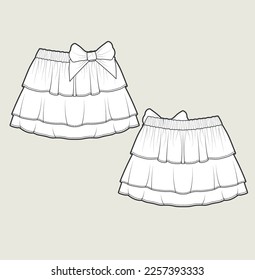 kids girl cute skirt design flat sketch illustration