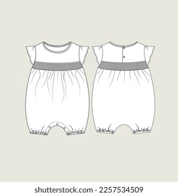 kids girl infant romper flat sketch illustration