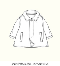 kids girl jacket flat sketch illustration